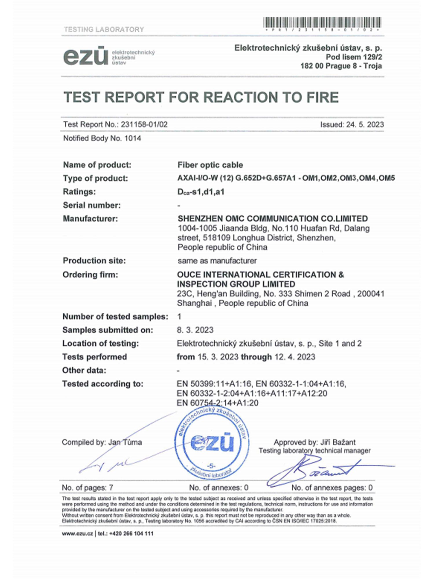 Distribution cable 0.9 -Dca Certification
